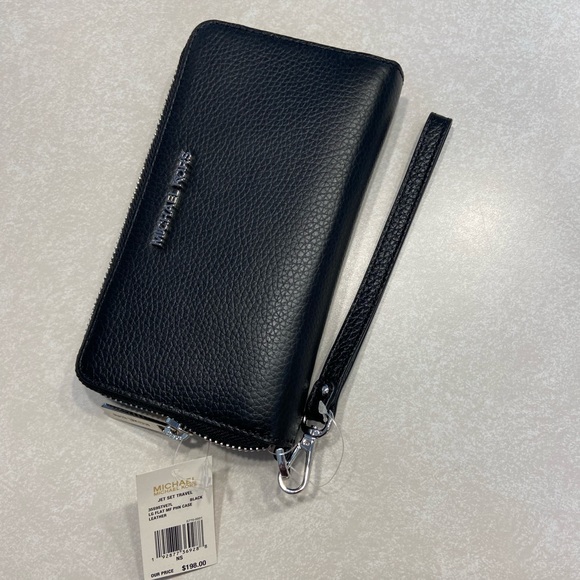 Michael Kors Jet Set Travel Continental Zip Leather Wallet Wristlet - Picture 5 of 9